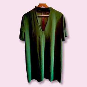 Zara Dark Green V-Neck Cut Out Dress